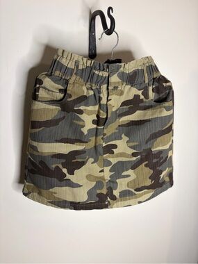 Camouflage Pull-On Mini Skirt - Olive, Dark Brown #1065